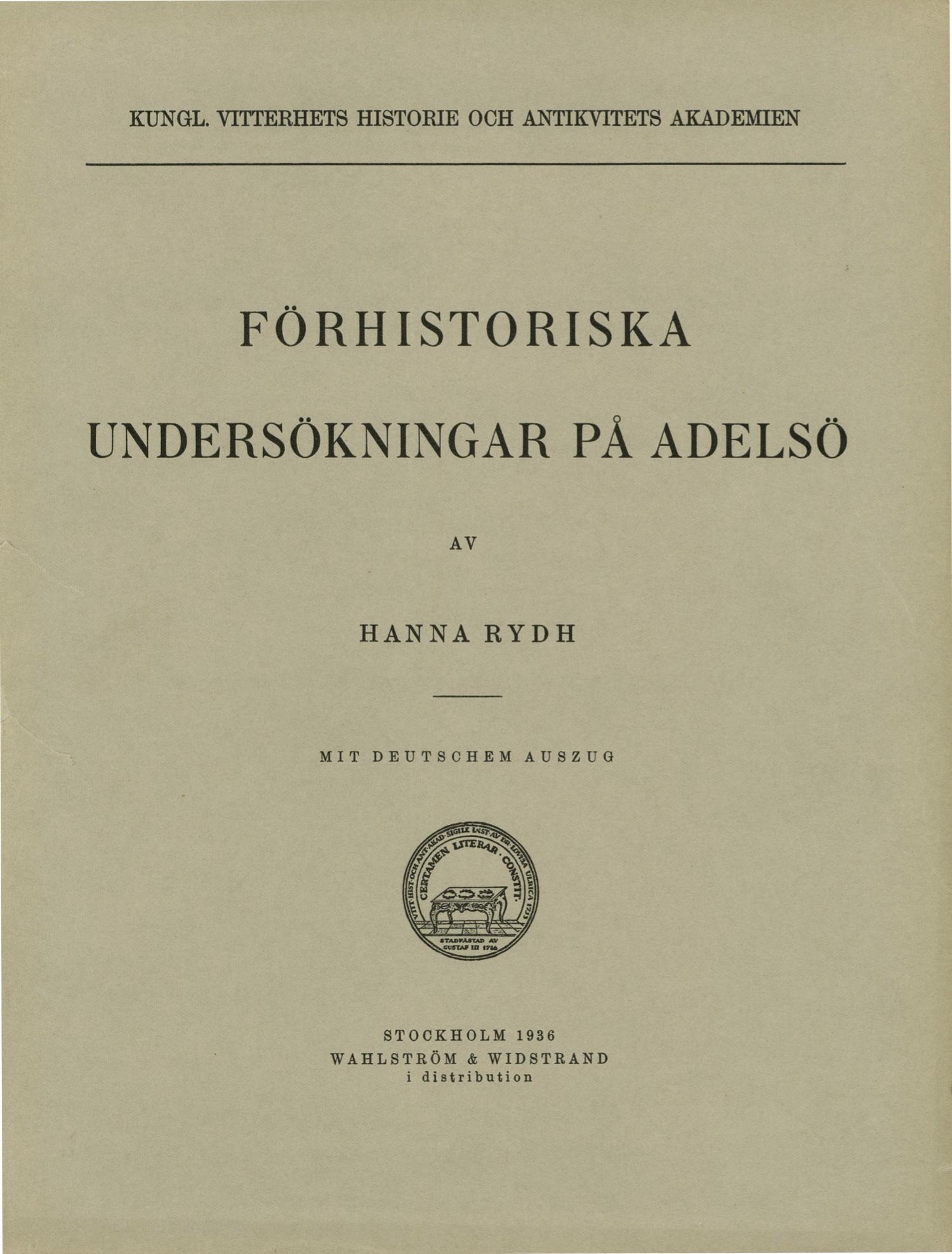 Förhistoriska Undersökningar pa Adelsö